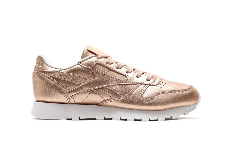 Reebok Leather Classic Club C Shiny Metallic Rose Gold Colorway