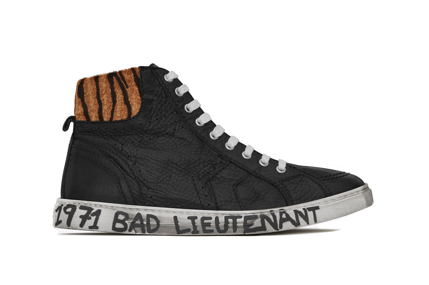Saint Laurent Joe Sneakers With Midsole Writing off-white virgil abloh yves shoes kicks bad lieutenant smoking forever leather high top