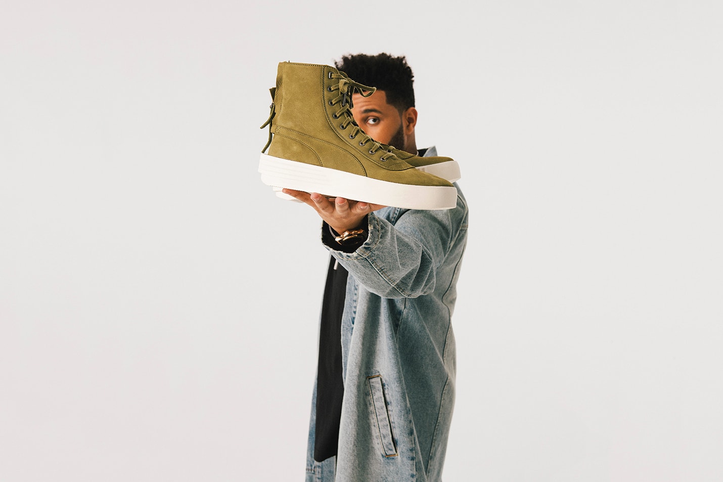 the weeknd puma parallel sneaker shoe collection clothing apparel fashion style footwear news photoshoot streetwear jeans tees t-shirt denim jacket