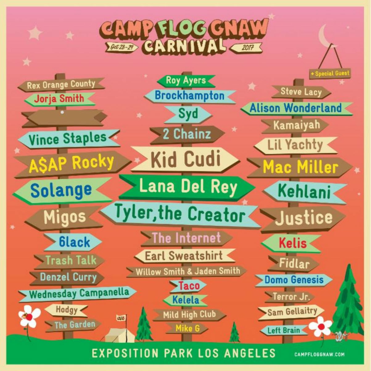 Camp Flog Gnaw Carnival 2017 Lineup Flyer Tyler ASAP Rocky Lana Del Rey