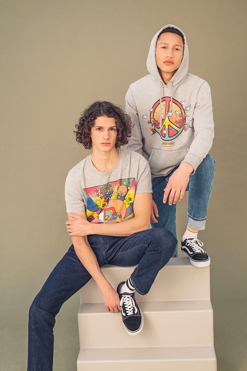 Peter Max Wrangler Jeans Autumn/Winter Collection Flower Power Peace Sign Woodstock Psychedelic Art