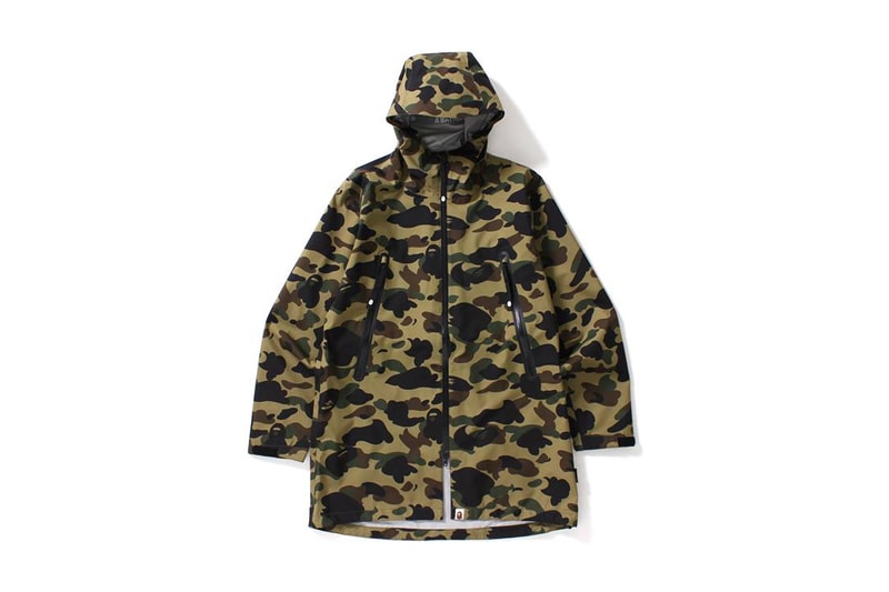 BAPE 1ST CAMO GORE TEX Snowboard Jacket Long Hoodie Jacket A Bathing Ape Green Yellow Camouflage 2017 September 23 Release Date Info