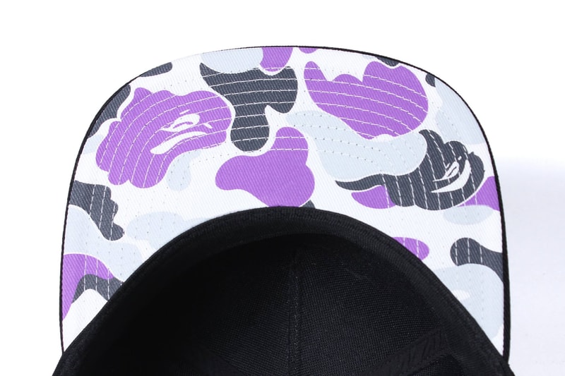 BAPE A Bathing Ape NYC New York City Snapback Camo Hat Cap Black Purple Accessories Release Date Info September 2