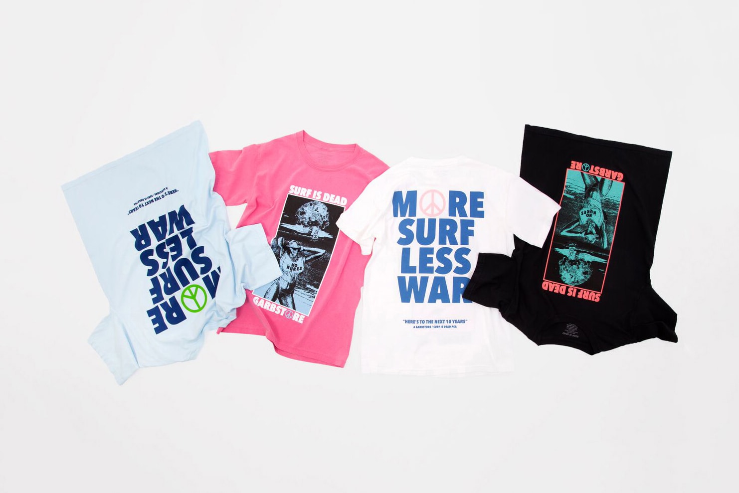 Garbstore Surf Is Dead 10 Year Anniversary T Shirt Collaboration More Surf Less War Tee