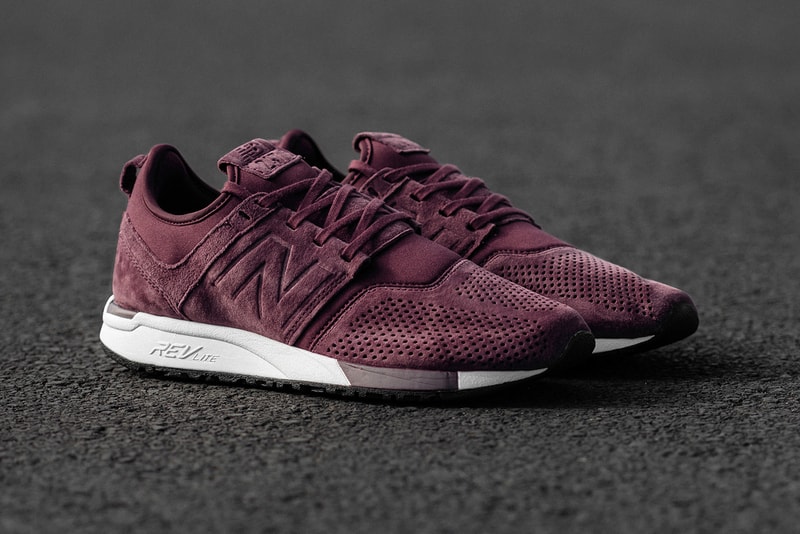 New Balance 247 Burgundy White Suede Neoprene Sneaker Sneakers Shoe Shoes