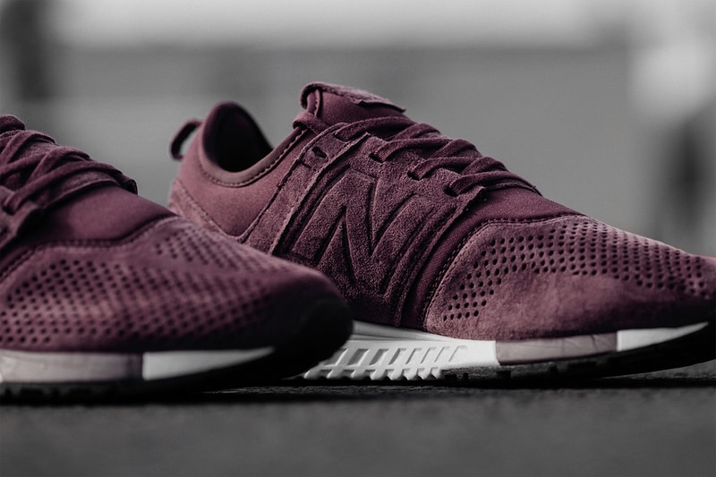 New Balance 247 Burgundy White Suede Neoprene Sneaker Sneakers Shoe Shoes