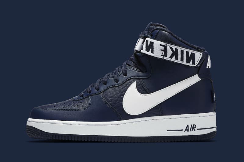 Nike Air Force 1 High NBA Logo Statement Game Edition Light Grey Dark Navy Blue