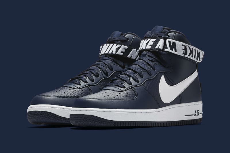 Nike Air Force 1 High NBA Logo Statement Game Edition Light Grey Dark Navy Blue