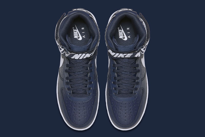 Nike Air Force 1 High NBA Logo Statement Game Edition Light Grey Dark Navy Blue
