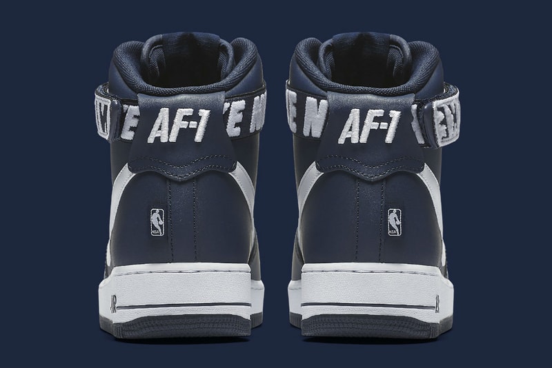 Nike Air Force 1 High NBA Logo Statement Game Edition Light Grey Dark Navy Blue