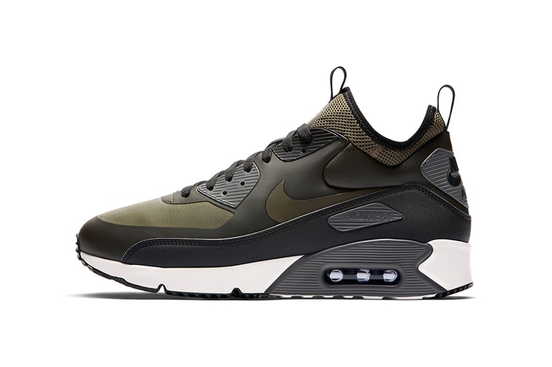 Nike Air Max 90 Ultra Mid Winter 2017 Fall Release Date Info Sneakers Shoes Footwear Black White Sequoia Olive Green