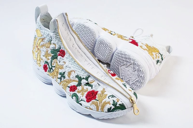Nike LeBron James 15 Zip Floral Flowers White Sneaker Shoe
