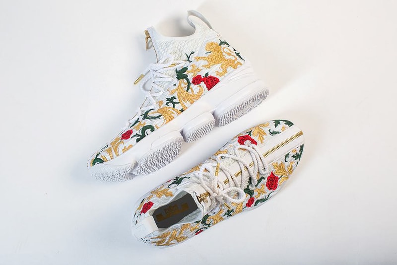 Nike LeBron James 15 Zip Floral Flowers White Sneaker Shoe