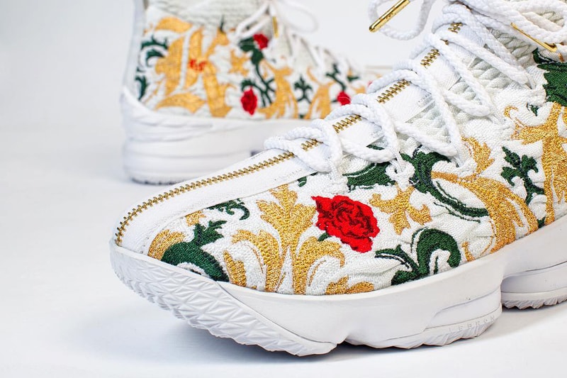 Nike LeBron James 15 Zip Floral Flowers White Sneaker Shoe