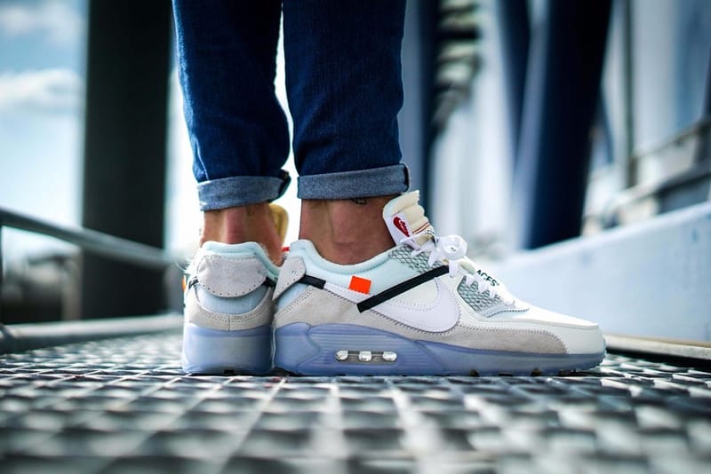 air max 90 triple white on feet