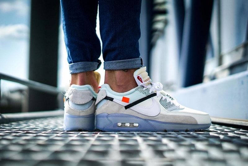 OFF WHITE Air Max 90 Ice On Feet Foot Pictures Pics Photos Shots Editorial