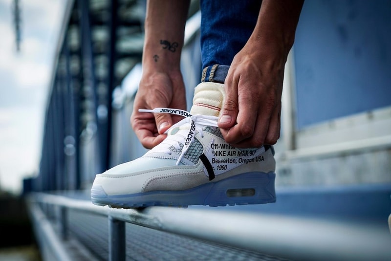 OFF WHITE Air Max 90 Ice On Feet Foot Pictures Pics Photos Shots Editorial