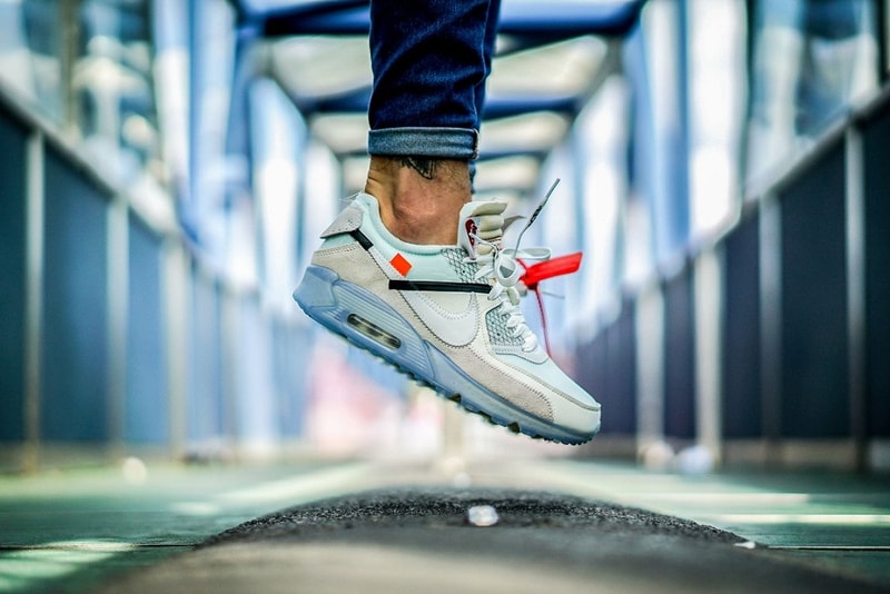 OFF WHITE Air Max 90 Ice On Feet Foot Pictures Pics Photos Shots Editorial