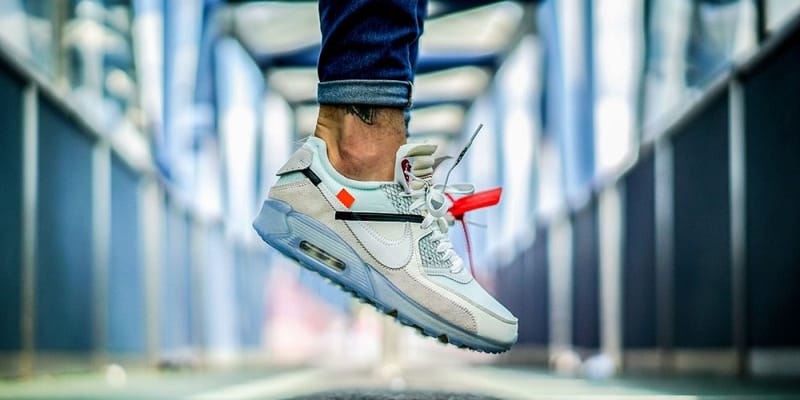 air max 90 white on feet