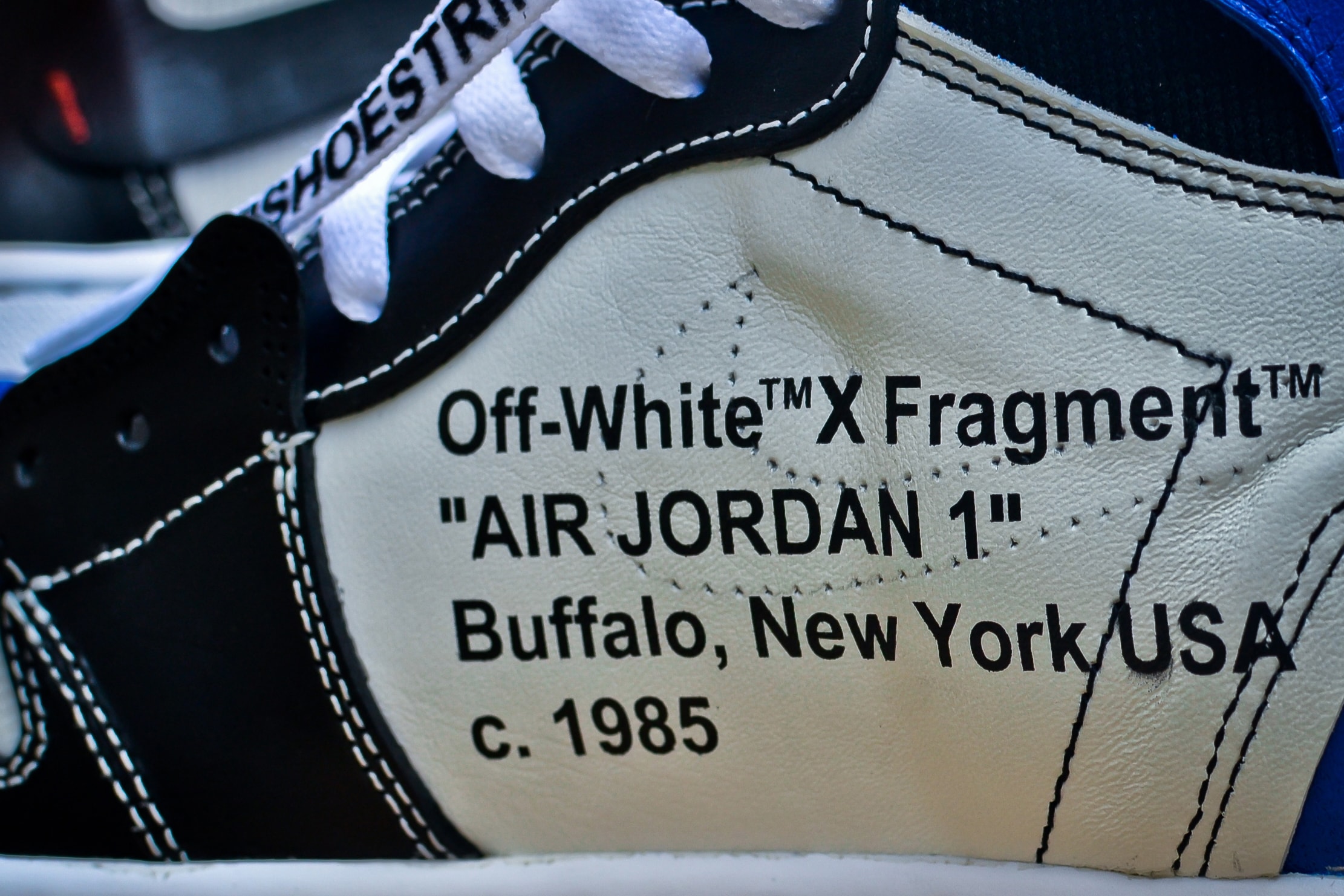 Off White c/o Virgil Abloh fragment design Collaboration Air Jordan 1 AJ1 On Feet Custom Sneakers Closer Look