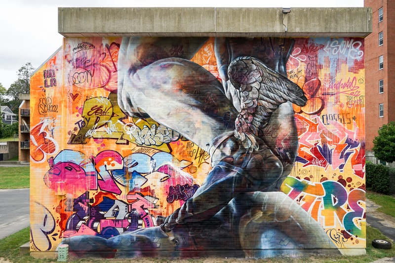 POW WOW Worcester Street Art Mural Artwork Paintings Nosego Caratoes APEXER Denial Pichiavo Nicky Davis
