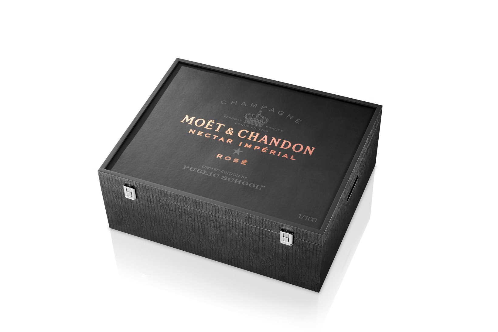 PSNY Moet Chandon Nectar Imperial Rose First Look Collaboration Limited Edition Champagne Matte Black Packaging