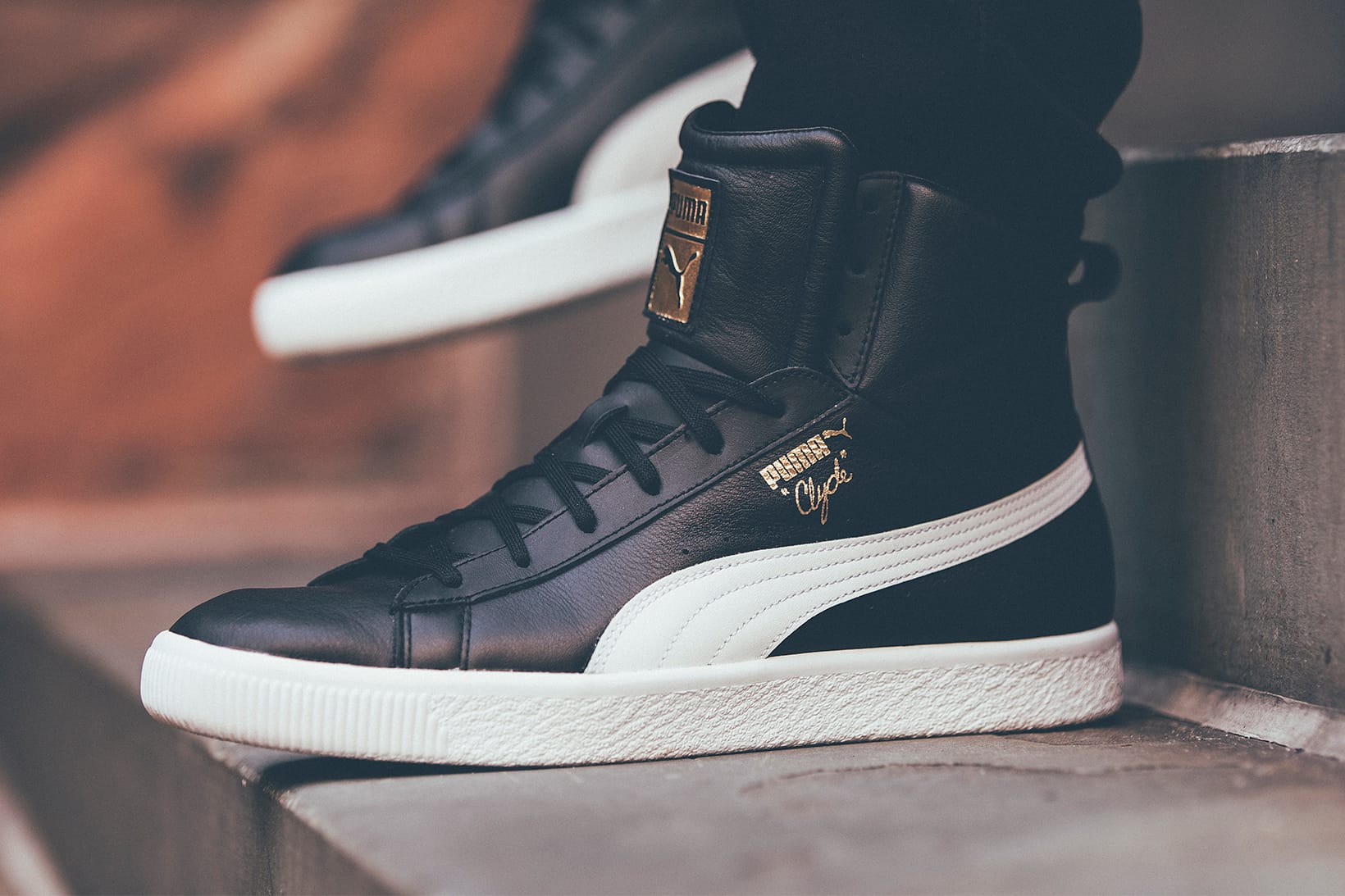 puma clyde black leather
