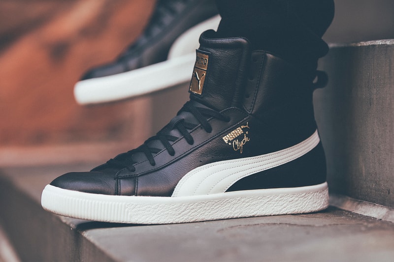 Puma Clyde Mid Foil Leather black side profile