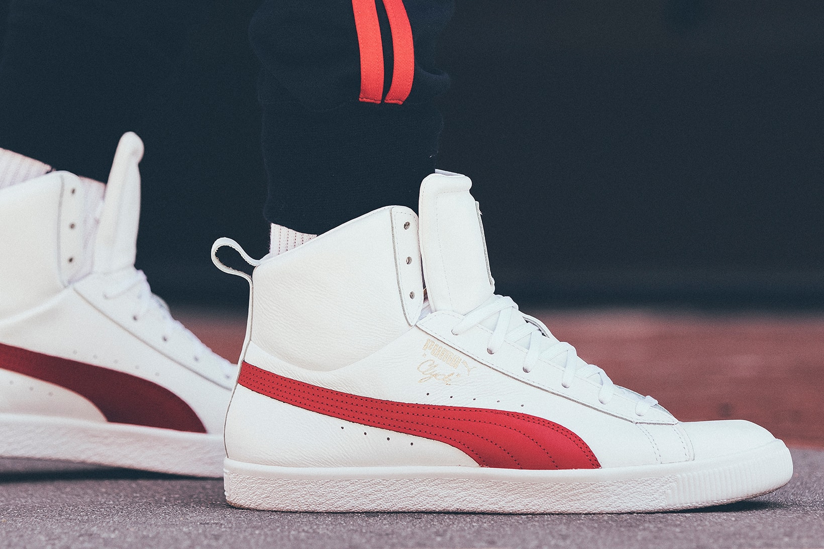 Puma Clyde Mid Foil Leather white sneakers side profile