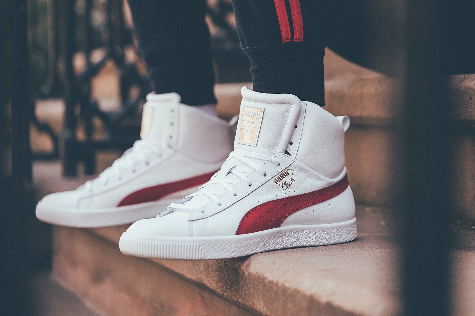 Puma Clyde Mid Foil Leather white side profile