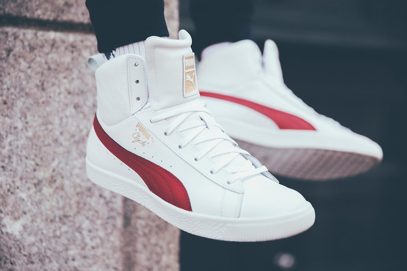 Puma Clyde Mid Foil Leather white sneakers side profile