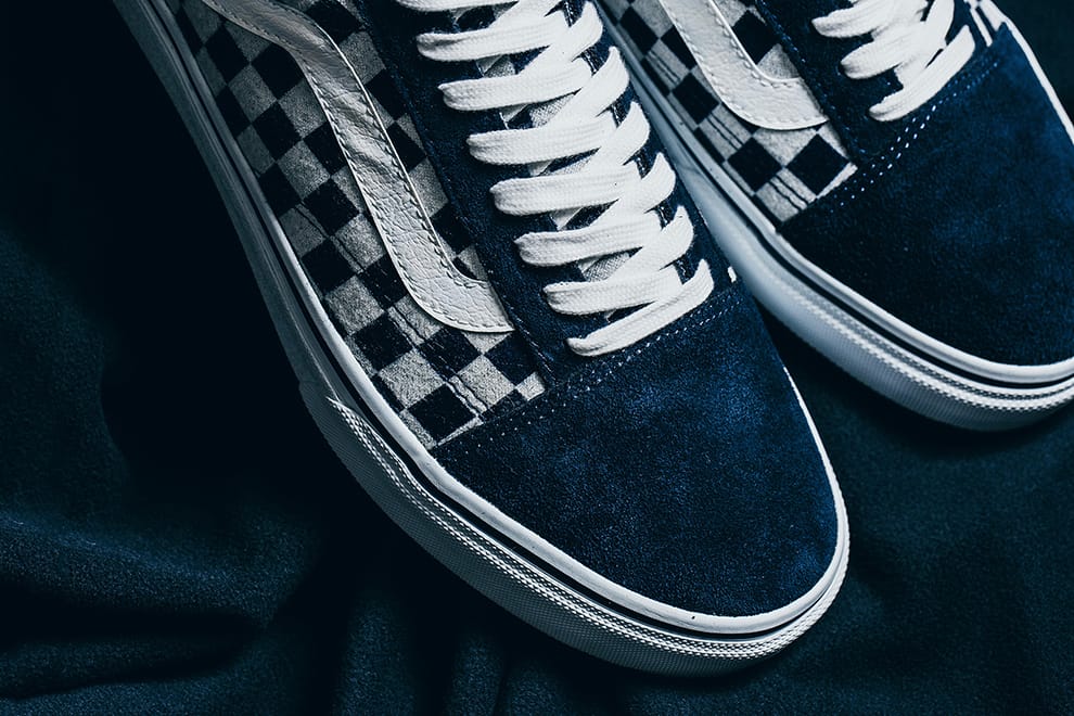 vans old skool checkerboard navy blue