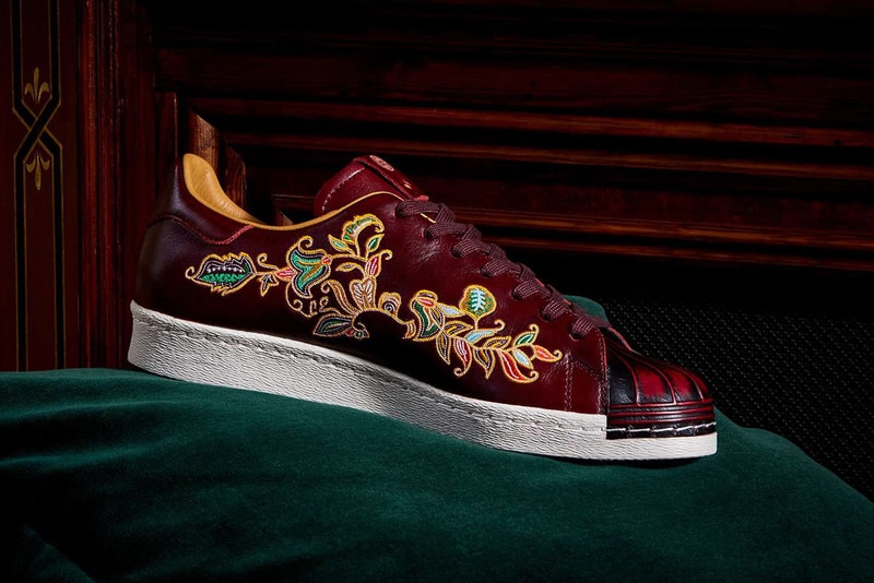 adidas Consortium x Limited Edt Superstar 80s Burnished Burgundy Embroidery Sneakers