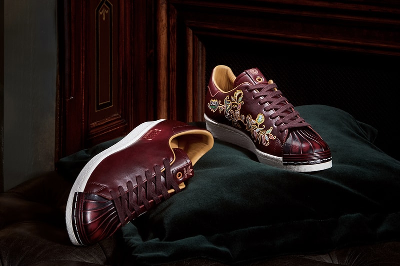 adidas Consortium x Limited Edt Superstar 80s Burnished Burgundy Embroidery Sneakers