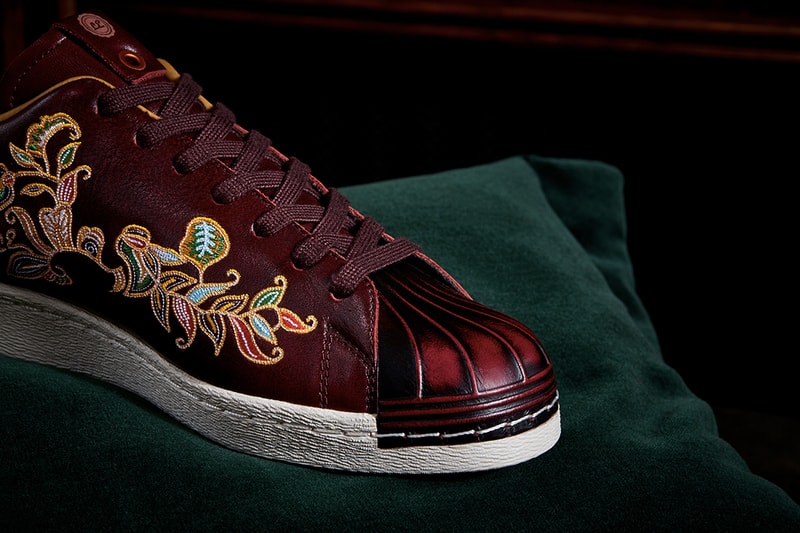 adidas Consortium x Limited Edt Superstar 80s Burnished Burgundy Embroidery Sneakers
