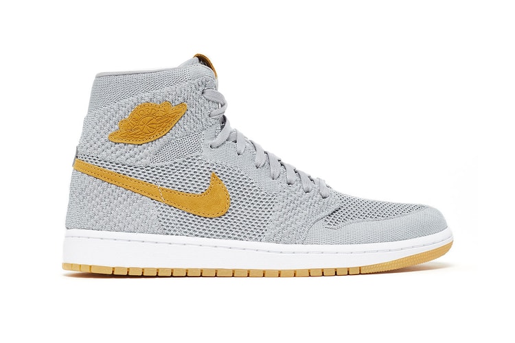 Air Jordan 1 Flyknit Cleans up Well In "Wolf Grey/Golden Harvest"