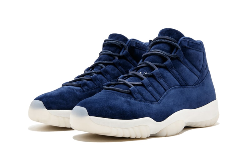 Air Jordan 11 Derek Jeter footwear blue white stadium goods new york yankees suede nubuck 2 40000 resell price white sole upper