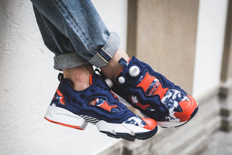 atmos Reebok Instapump Fury Bleached Denim 2017 October 7 Release Date Info Sneakers Shoes Footwear red blue white orange