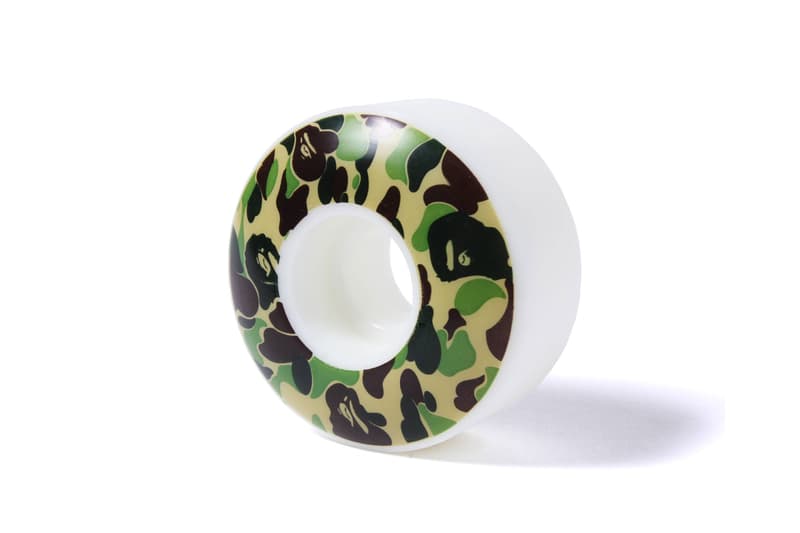 BAPE ABC Camo Print Skateboard Decks Release Wheels Keychains Three Colors Pink Blue Olive