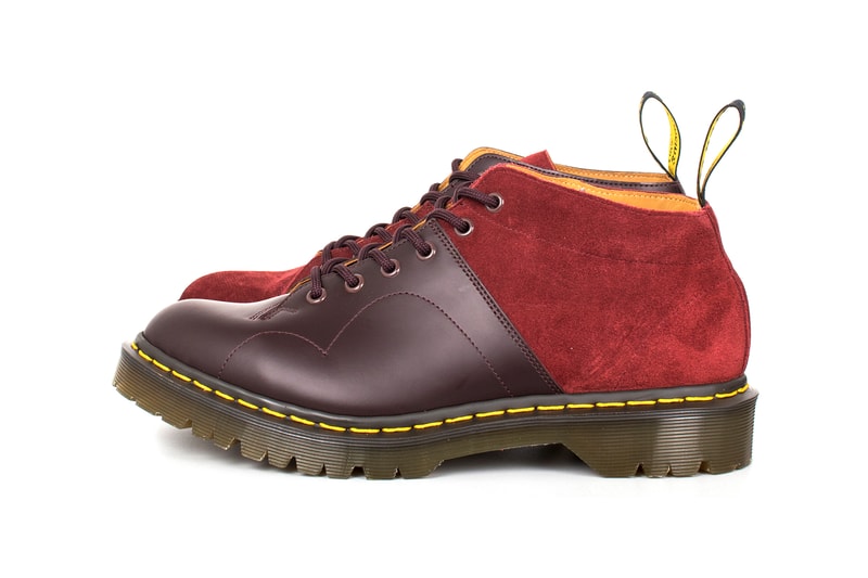 Engineered Garments Dr. Martens Monkey Boots Cherry Black Suede Pebbled Leather