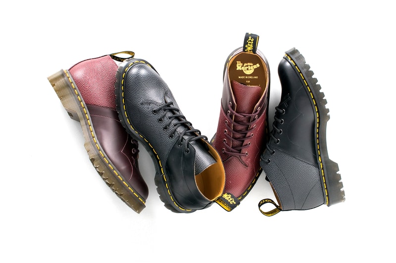 Engineered Garments Dr. Martens Monkey Boots Cherry Black Suede Pebbled Leather