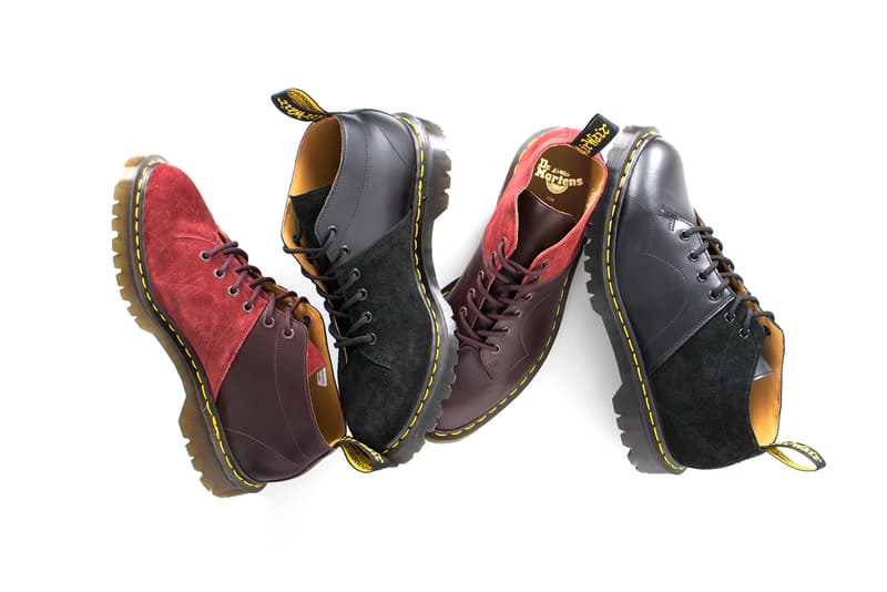 Engineered Garments Dr. Martens Monkey Boots Cherry Black Suede Pebbled Leather