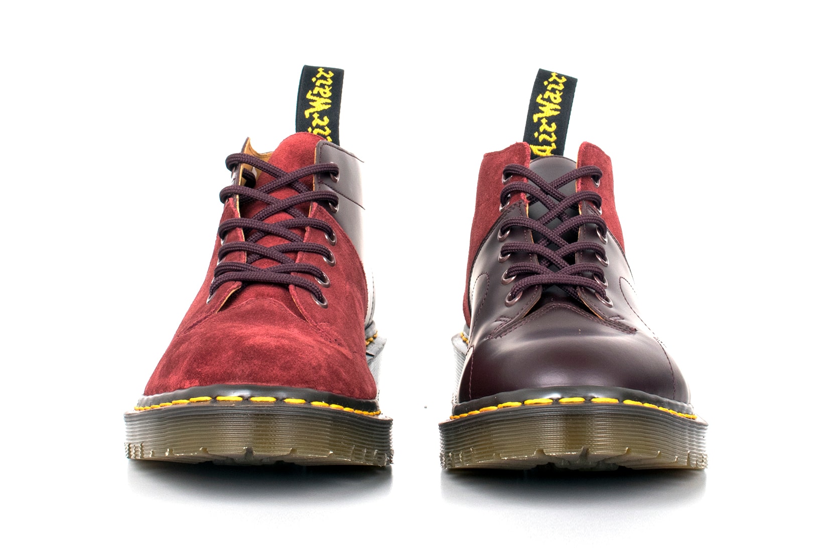 Engineered Garments Dr. Martens Monkey Boots Cherry Black Suede Pebbled Leather