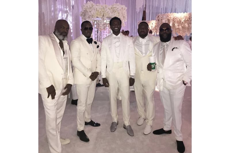 Gucci Mane Keyshia Ka'oir Wedding Dress Code Jhené Aiko Lil Yachty Big Sean 2 Chainz Karrueche outfits suit tux dress diamonds jewelry