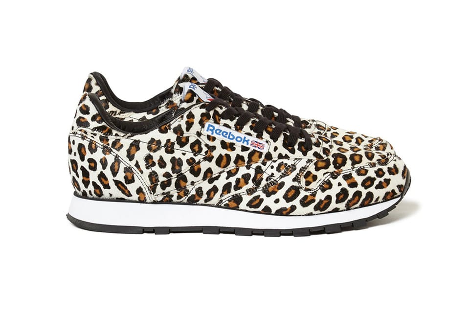 reebok classic nylon sneakers in leopard print