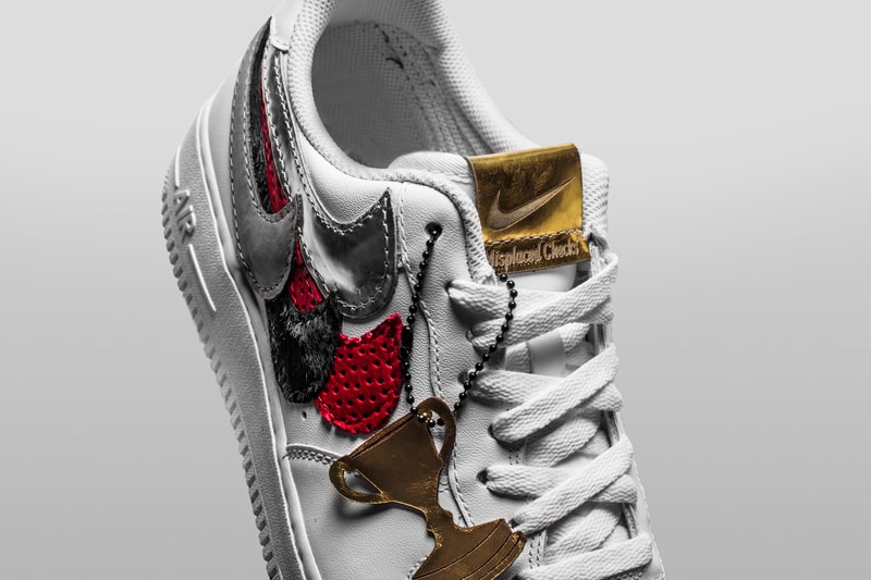 John Geiger The Shoe Surgeon Misplaced Checks Nike Air Force 1 low white swoosh high horween pony leather nubuck suede shark gold