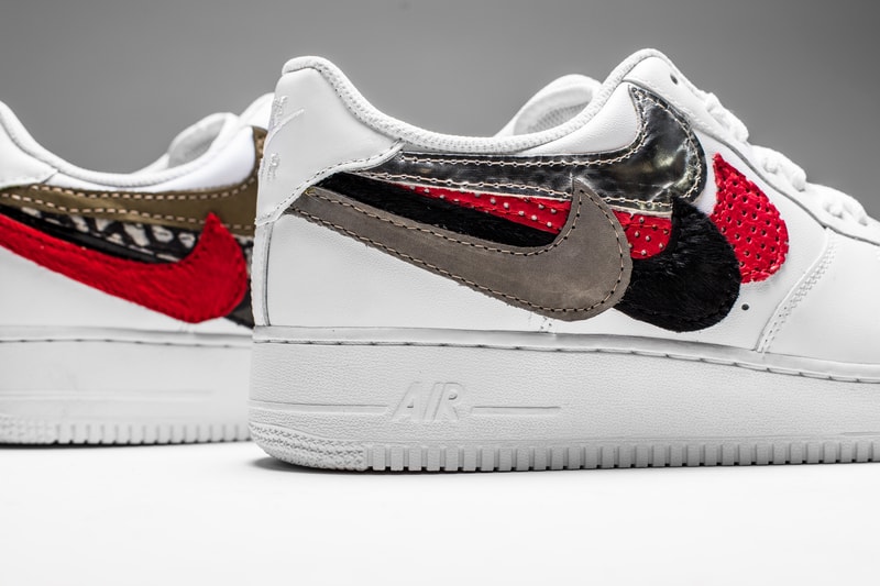 John Geiger The Shoe Surgeon Misplaced Checks Nike Air Force 1 low white swoosh high horween pony leather nubuck suede shark gold