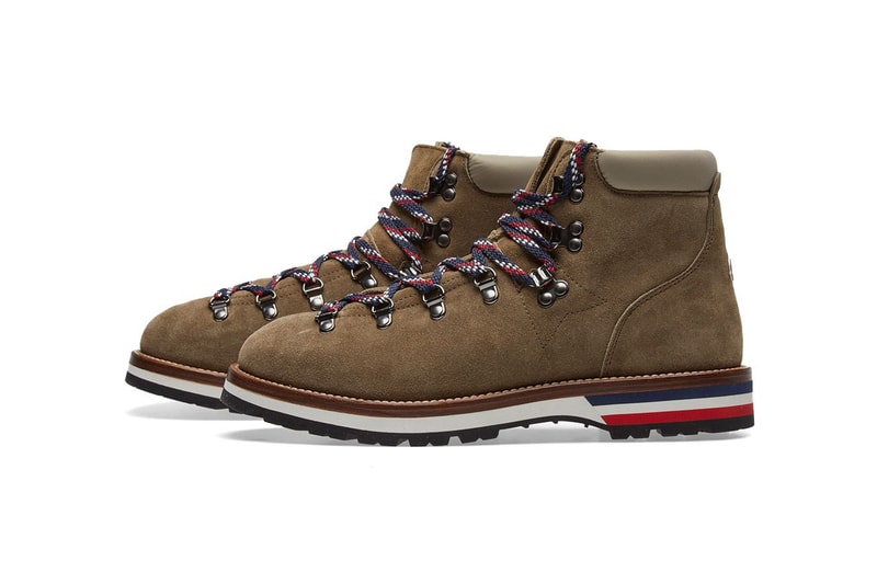 Moncler Fall Winter 2017 Peak Mountain Boot Sand Suede October Release Date Info Shoes Footwear END Clothing red white blue hiking
