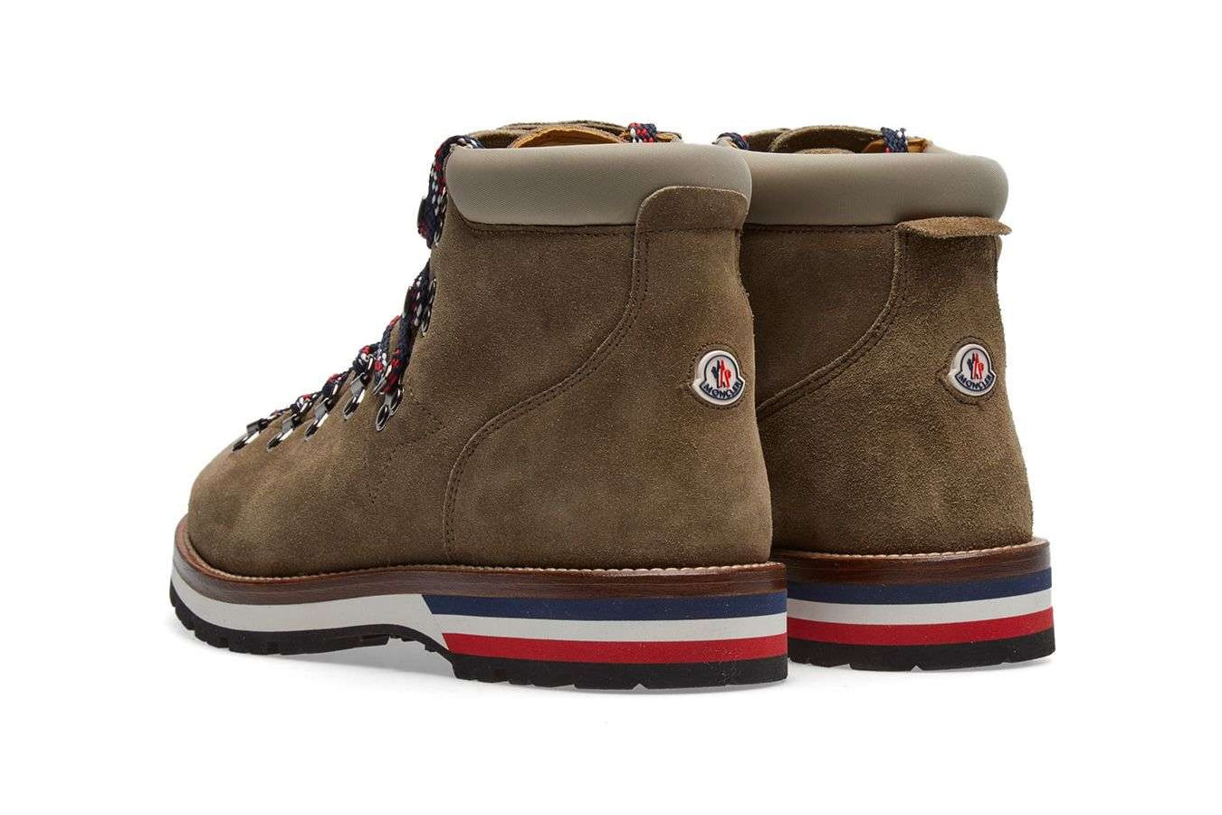 Moncler Fall Winter 2017 Peak Mountain Boot Sand Suede October Release Date Info Shoes Footwear END Clothing red white blue hiking