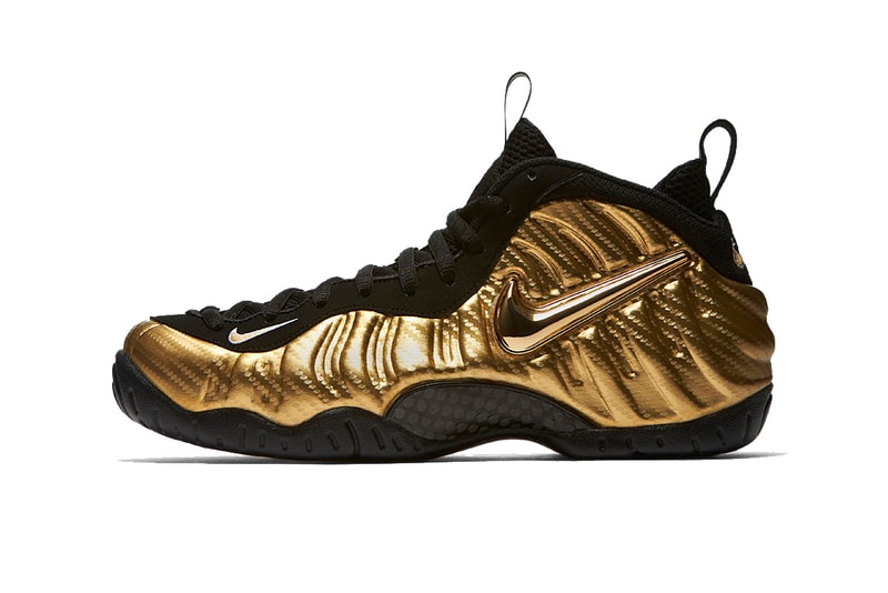 Nike Air Foamposite Pro Metallic Gold Black footwear October 19 2017